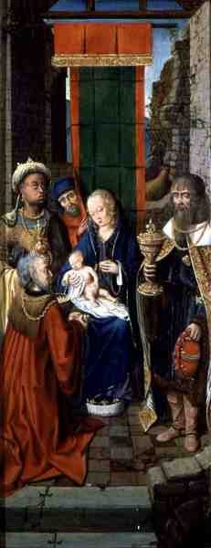 The Adoration of the Magi (olje på panel) av German School