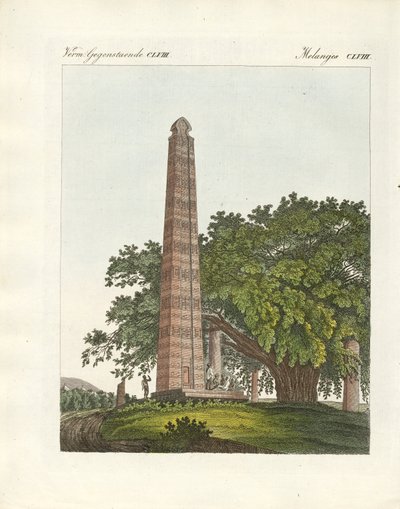Axum-obelisken (farget gravering) av German School