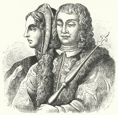De katolske monarkene, Isabella I av Castilla og Ferdinand II av Aragon (gravering) av German School