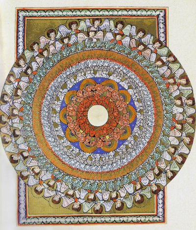 Englekoret. Miniatyr fra Liber Scivias av Hildegard av Bingen, ca. 1175 (akvarell på pergament) av German School