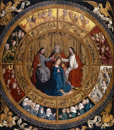 Jomfruens kroning omgitt av engler og hellige, ca. 1470 av German School