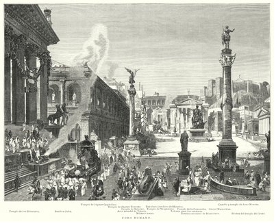 Forumet, antikkens Roma (litho) av German School