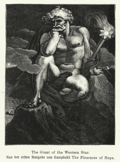 The Giant of the Western Star, illustrasjon fra den første utgaven av den skotske poeten Thomas Campbells The Pleasures of Hope av German School