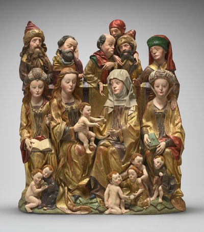 Det hellige slektskap, ca. 1480-1490 (polykromt tre) av German School