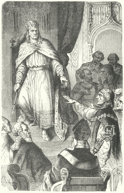 Den hellige romerske keiseren Charles IV utsteder Golden Bull fra 1356 (gravering) av German School