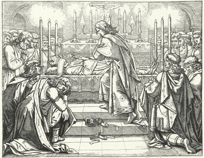 Den hellige romerske keiser Otto III ved graven til St Adalbert av Praha (gravering) av German School