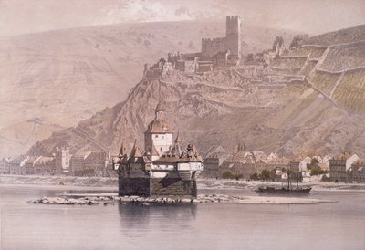 Øyfestningen Pfalzgrafenstein og Schloss Gutenfels ved Kaub av German School