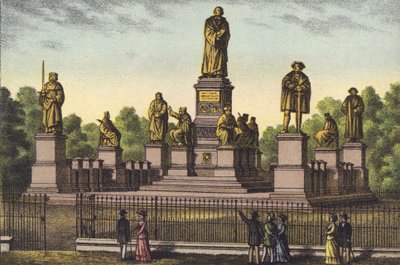 Luther-monumentet i Worms (chromolitho) av German School