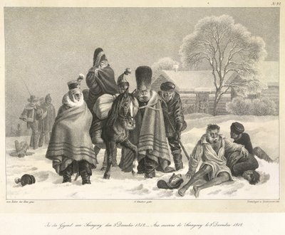 The Retreat from Moscow, 3. desember 1812, illustrasjon fra "Leaves from my portfolio, in the course of field" av German School