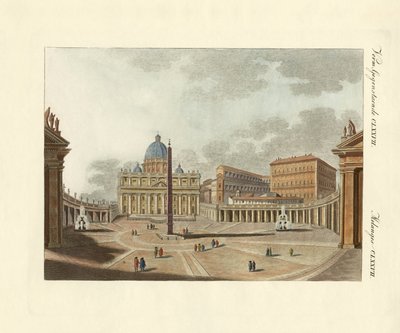 St. Peters katedral i Roma (farget gravering) av German School