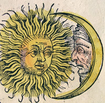 The Sun and Moon , publisert i Nuremberg Chronicle, 1493 av German School