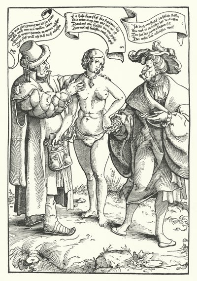 The Unequal Lovers (gravering) av German School