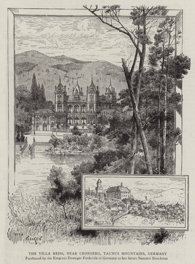 Villa Reiss, nær Cronberg, Taunus-fjellene, Tyskland (gravering) av German School