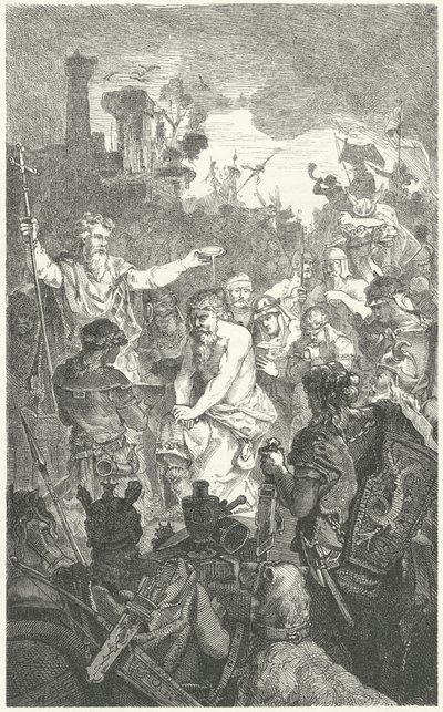 Dåpen til Clovis I, kongen av frankerne, 496 (gravering) av German School