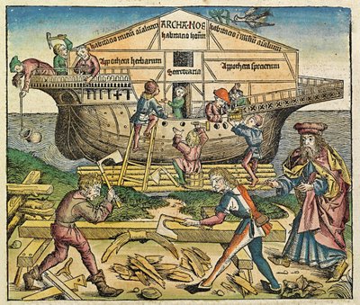 Bygningen av Noahs Ark, publisert i Nuremberg Chronicle, 1493 av German School