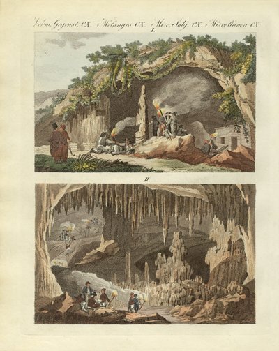Antiparos-hulen (farget gravering) av German School