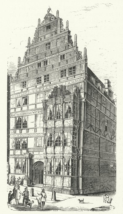 Hjemmet til den tyske polymaten Gottfried Wilhelm Leibniz i Hannover (gravering) av German School