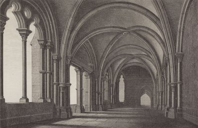 Lobbyen ved Maulbronn kloster, Baden-Württemberg, Tyskland (gravering) av German School