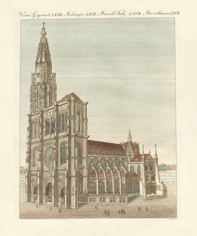 Ministeren i Strasbourg (farget gravering) av German School