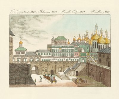 Den gamle palasten til tsarene i Moskva (farget gravering) av German School