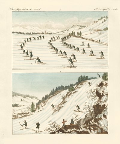 Regimentet av skatere i Norge (farget gravering) av German School
