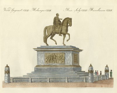 Statuen av Josef II foran keiserens slott i Wien (farget gravering) av German School