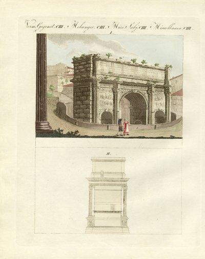 Triumfbuen til keiser Septimius Severus (farget gravering) av German School