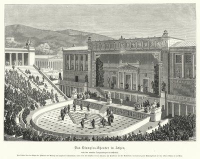 Theatre of Dionysus Eleuthereus, Athen, antikkens Hellas (gravering) av German School