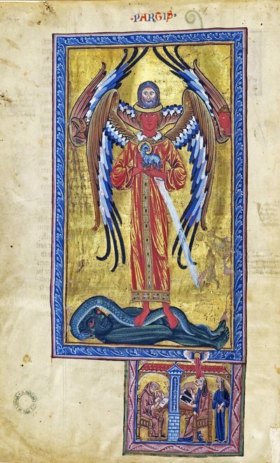 Theophany of Divine Love (Vision fra Book of Divine Works), ca. 1220-30 (gouache på pergament) av German School