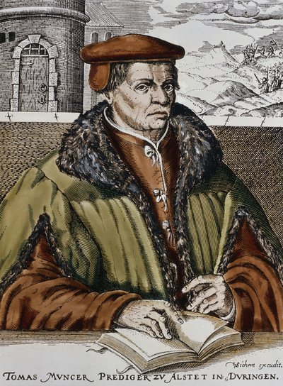 Thomas Muntzer, ca. 1600 (håndfarget tresnitt) av German School