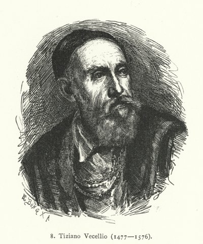 Titian , italiensk renessansemaler av den venetianske skolen (gravering) av German School