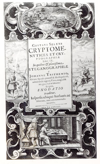 Tittelside til bok 9 av Cryptomenysis and Cryptography av Gustavus Selenus (Augustus, hertug av Brunswick), 1624 av German School