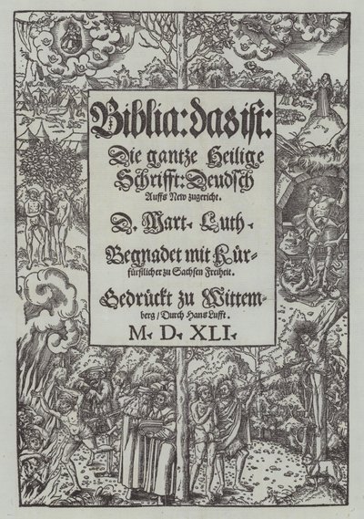Tittelside til en 1541-utgave av Martin Luthers Bibel av German School