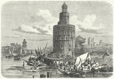 Torre del Oro, Sevilla, Spania (gravering) av German School