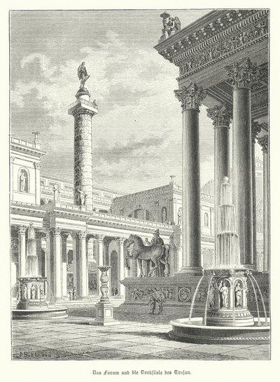 Trajans søyle og forum, Roma (gravering) av German School