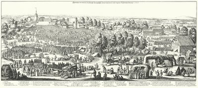Reisende som besøker de helbredende kildene i landsbyen Hornhausen, 1646 (gravering) av German School