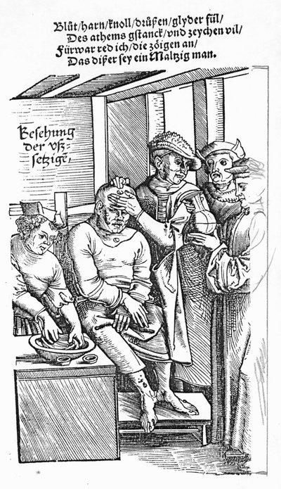 Behandle en pasient (tresnitt) (bw-bilde) av German School