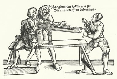 Behandle en soldat med en såret arm (gravering) av German School