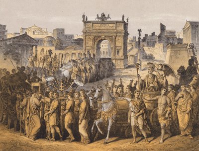 Triumf i antikkens Roma (fargelitografi) av German School