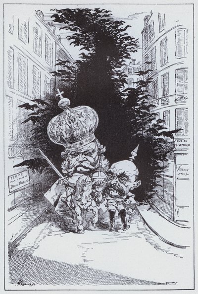 Triumferende inntreden av den tyske keiseren i Paris (litho) av German School