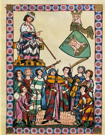 Trubadurer for keiseren av Tyskland og hoffet hans, fra 'Manesse Codex' (vellum) av German School