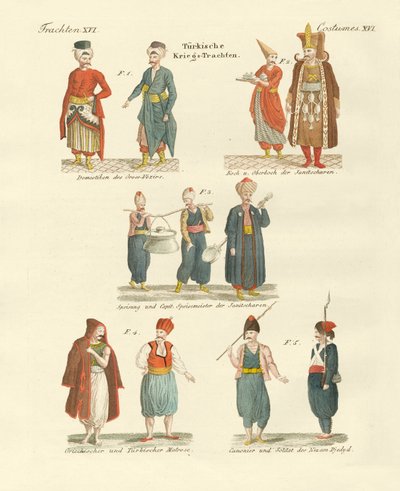 Tyrkiske nasjonaldrakter (farget gravering) av German School