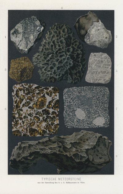 Typer meteoritter (farge litho) av German School