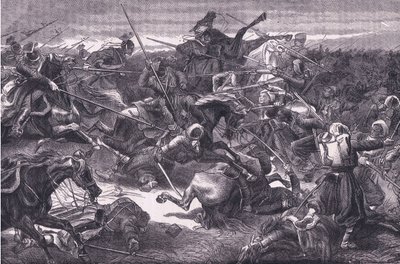 Uhlan-angrep, Cassells historie om krigen mellom Frankrike og Tyskland utgitt av Cassell and Company Limited, ca. 1890 (litho) av German School