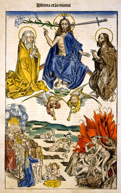 Ultima etas Mundi (Den siste dommen) fra Liber Chronicarum av Hartmann Schedel, 1493 av German School