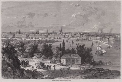 Utsikt over Bordeaux, Frankrike (gravering) av German School