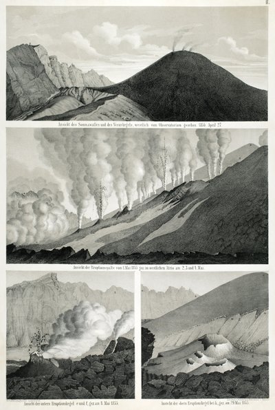 Utsikt over Mount Somma og Mount Vesuv, sett fra vest fra observatoriet, 27. april 1855 av German School