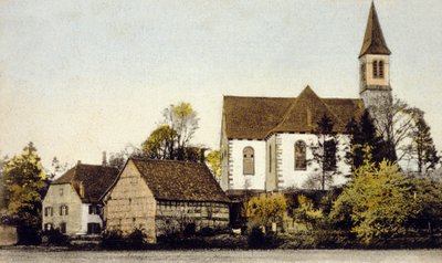 Utsikt over kirken Bischwiller, Tyskland av German School