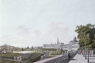 Utsikt over residensen til erkebiskopene og kurfyrstene i Köln, Bonn (fargegravering) av German School