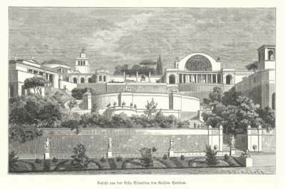 Villa til den romerske keiseren Hadrian i Tivoli, Italia (gravering) av German School